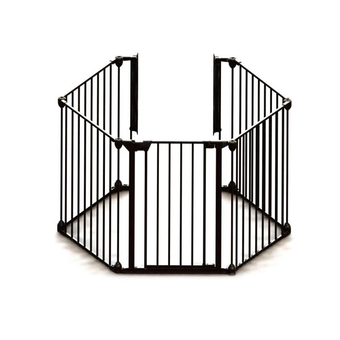 Tarc de siguranta modular pentru copii cu 5 panouri, metal negru, Noma [6]