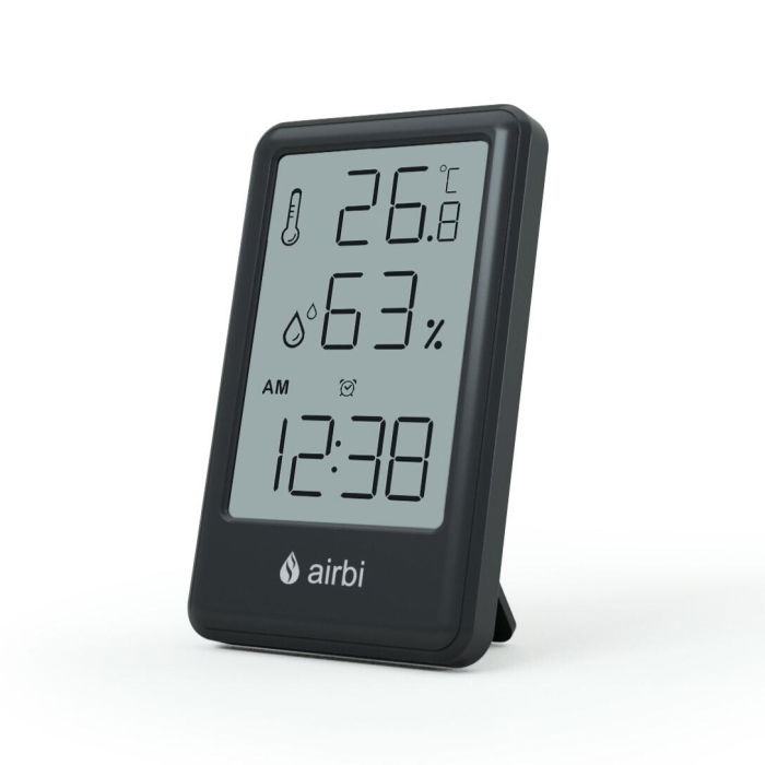 Termometru si higrometru digital de camera, ceas cu alarma, memorie, suport expandabil, negru, AirBi FRAME BI1050 [1]