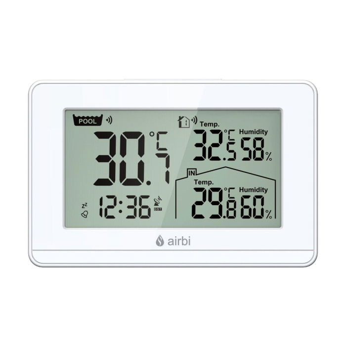 Termometru si higrometru digital de camera, cu senzori wireless pentru exterior si pentru apa din piscina, lumina de fundal, Airbi POOL BI1021 [4]