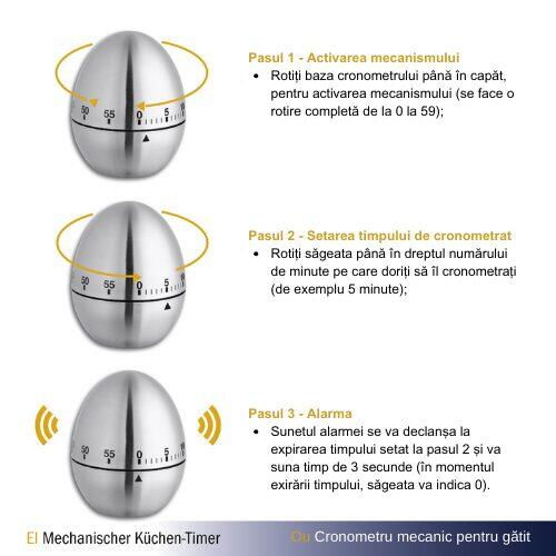 Timer analog pentru bucatarie EGG, forma ou, otel inoxidabil, argintiu, TFA 38.1026 [1]