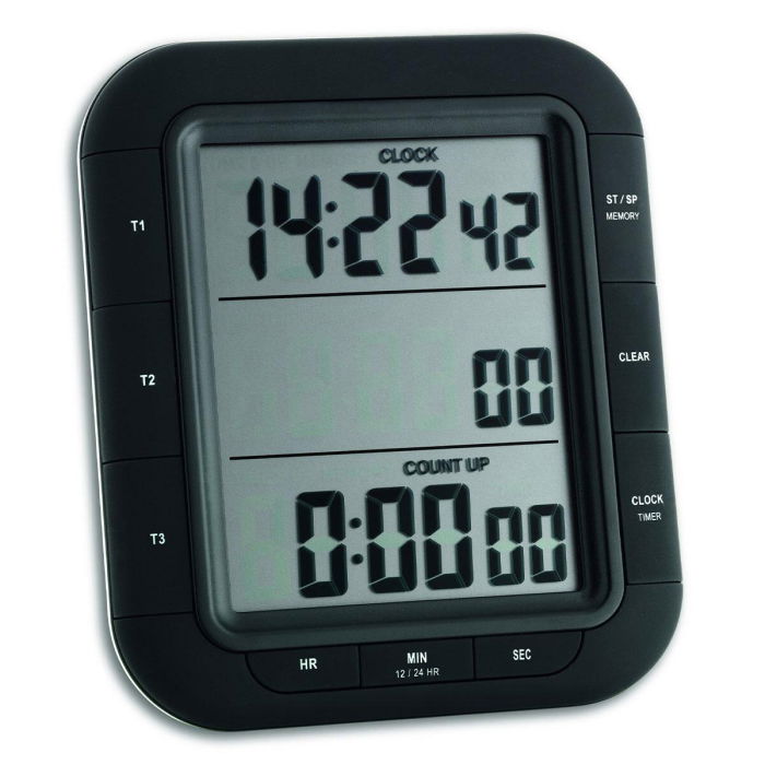Timer si cronometru digital triplu, cu operare simultana, ceas, memorie, negru, TFA 38.2023 [1]