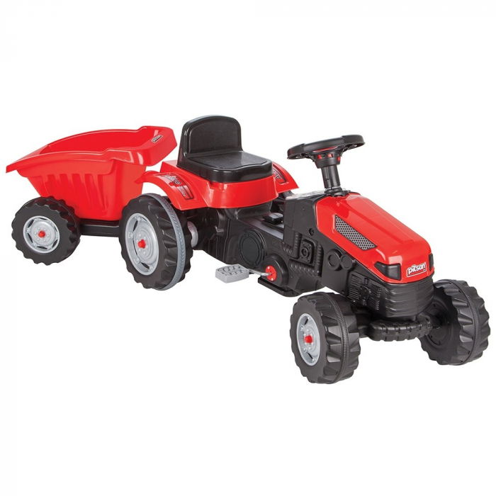 Tractor cu pedale si remorca, copii 3 ani+, rosu, Pilsan Active [1]