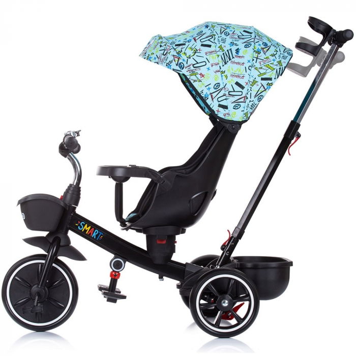 Tricicleta copii 1 an+,  cu sezut reversibil, negru-albastru deschis, Chipolino Smart [2]