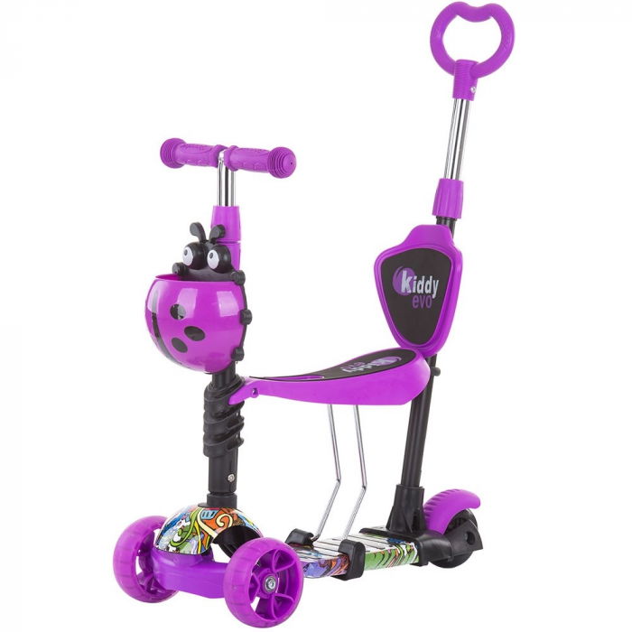 Trotineta copii 3 ani+,  3 in 1 cu maner, mov, Chipolino Kiddy Evo [1]