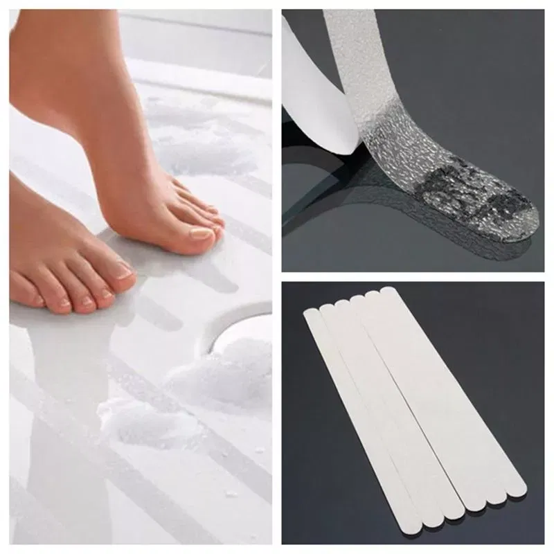 Banda adeziva antiderapare, din adeziv acrilic, pentru baie, tip fasii, transparenta, 6buc [1]