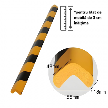 Bandă Protecție Colțuri, 90cm, Negru-Galben, Semnalizare [3]