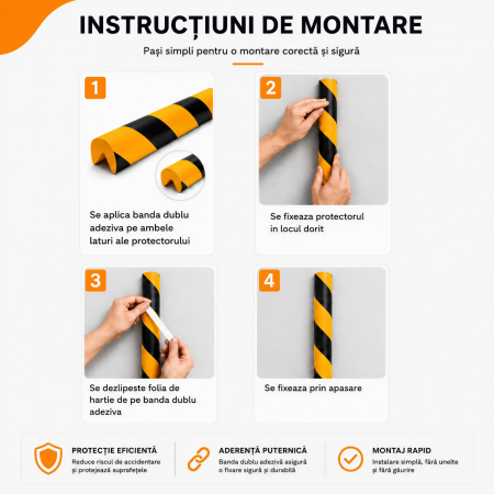 Bandă Protecție Colțuri, 90cm, Negru-Galben, Semnalizare [4]
