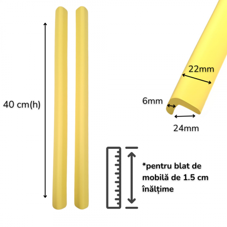Banda Protectie Muchii Si Margini Set 2 buc 40cm Spuma Galben Pastel [2]