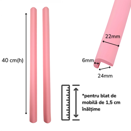 Banda Protectie Muchii Si Margini Set 2 buc 40cm Spuma Roz Pastel [3]