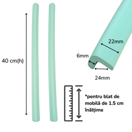 Banda Protectie Muchii Si Margini Set 2 buc 40cm Spuma Verde Pastel [2]