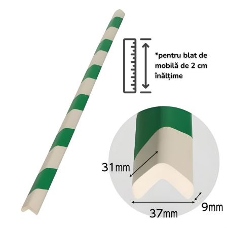 Banda Protectie Muchii Spuma 90 cm Alb-Verde [2]