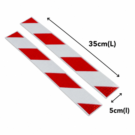 Banda reflectorizanta autoadeziva, din adeziv poliacrilic, alb/rosu, 5X35cm, 2 buc [4]