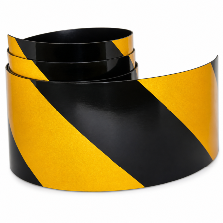 Banda reflectorizanta autoadeziva, din adeziv poliacrilic, negru/galben, 5X35cm, 2 buc [0]