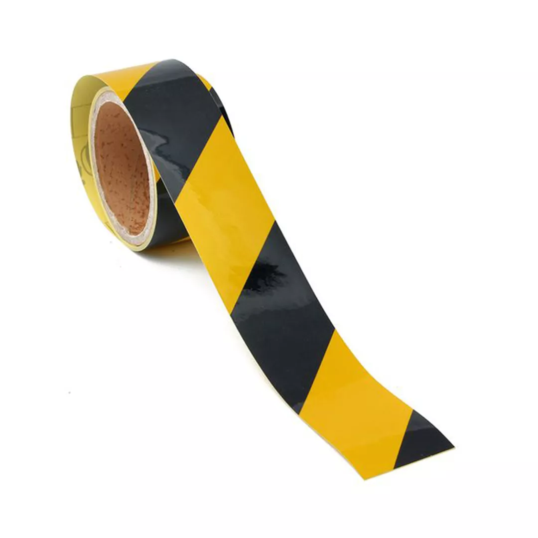 Banda reflectorizantă de marcare, adeziv poliacrilic, autoadeziva, 10m, negru/galben [1]
