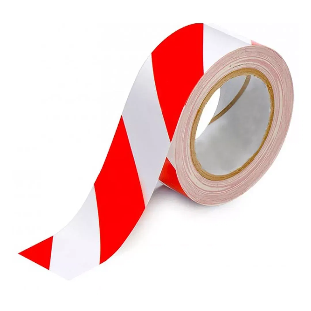 Echipamente Protecția Muncii - Banda reflectorizantă de marcare, din adeziv poliacrilic, autoadeziva, 10m, alb/rosu