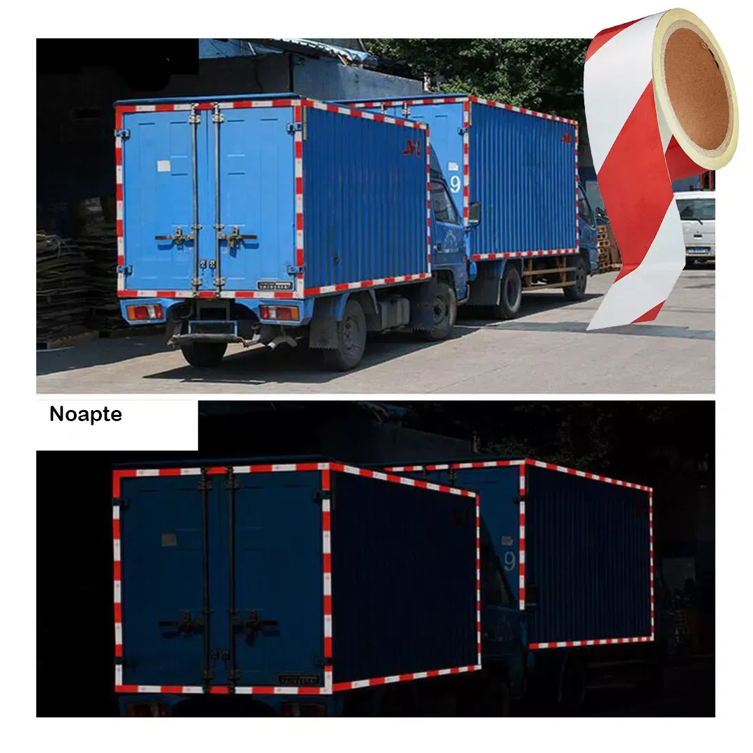 Banda reflectorizantă de marcare, din adeziv poliacrilic, autoadeziva, 10m, alb/rosu [2]