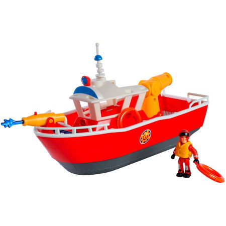 Jocuri de logica si strategie - Barca Simba Fireman Sam Titan Fireboat 32 cm cu figurina si accesorii
