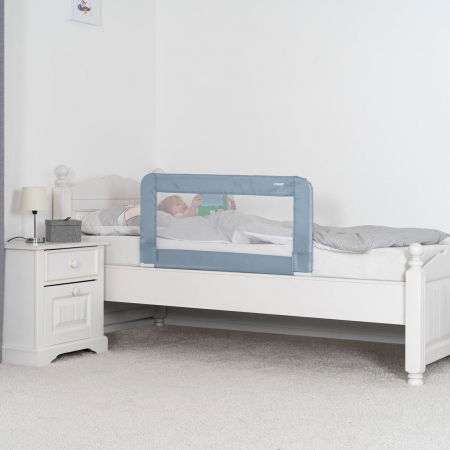 Bariera protectie pat copii, 100 cm, albastru-gri, REER [2]
