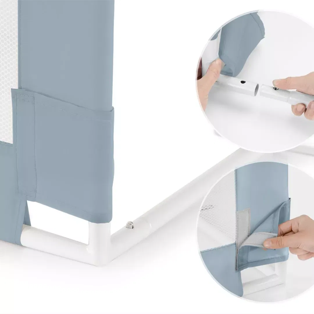 Bariera protectie pat copii, 150 cm, albastru-gri, XL, Reer [5]