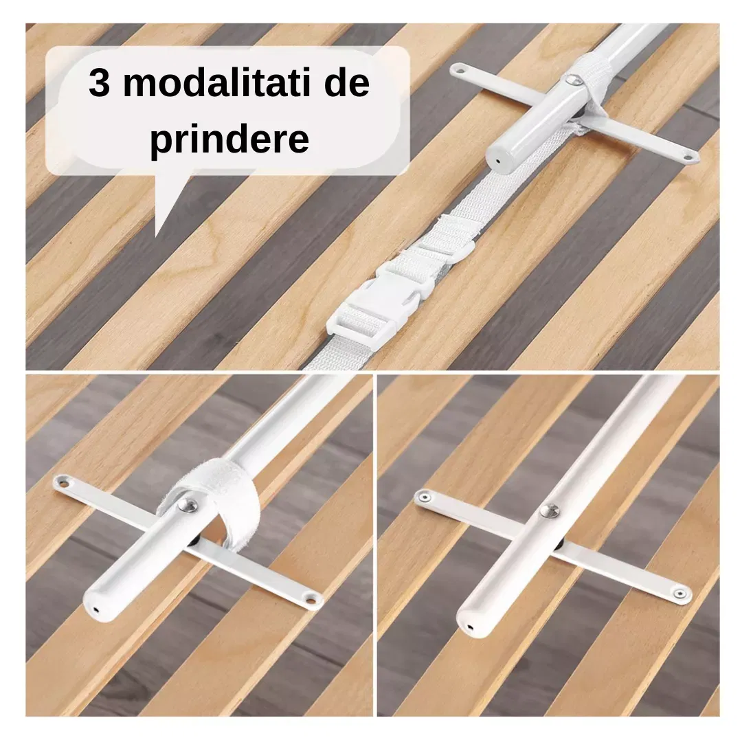 Bariera protectie pat copii, 150 cm, albastru-gri, XL, Reer [7]