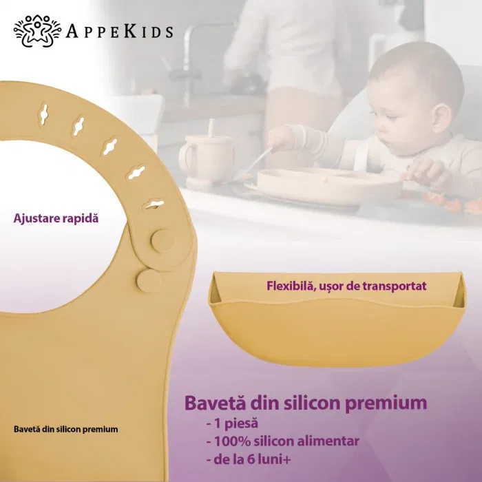 Baveta din silicon, AppeKids - Galben [1]