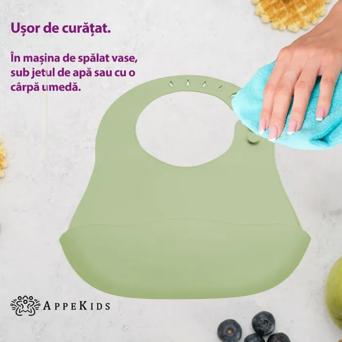 Baveta din silicon, AppeKids - Verde [2]