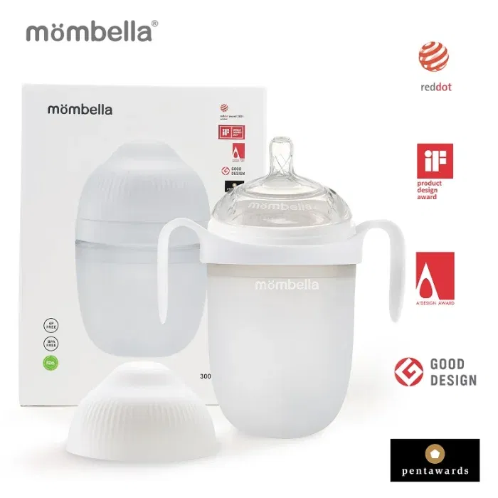 Produse - Biberon Anticolici Mombella Breast-Like, 300ml, Tetina 360Ã‚Â° XL Flux Consistent, 100% Silicon, Ivory