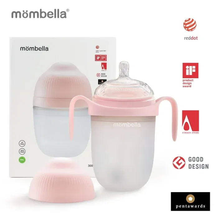 Produse - Biberon Anticolici Mombella Breast-Like, 300ml, Tetina 360Ã‚Â° XL Flux Consistent, 100% Silicon, Roz