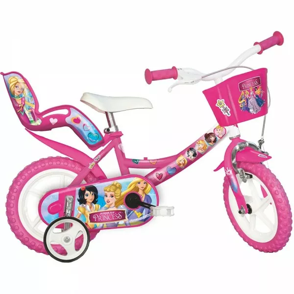 Produse - Bicicleta copii 3-5 ani, cu roti ajutatoare, pentru fetite, Dino Bikes