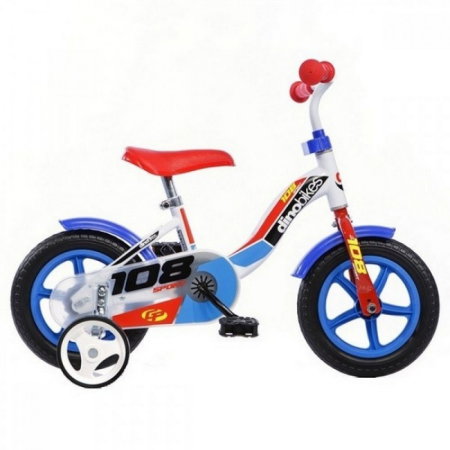 Biciclete și Triciclete - Bicicleta copii Dino Bikes 10" 108 Sport alb si albastru