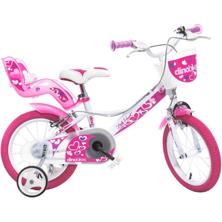 Jocuri și Jucării - Bicicleta copii Dino Bikes 16" Little Heart alb si roz