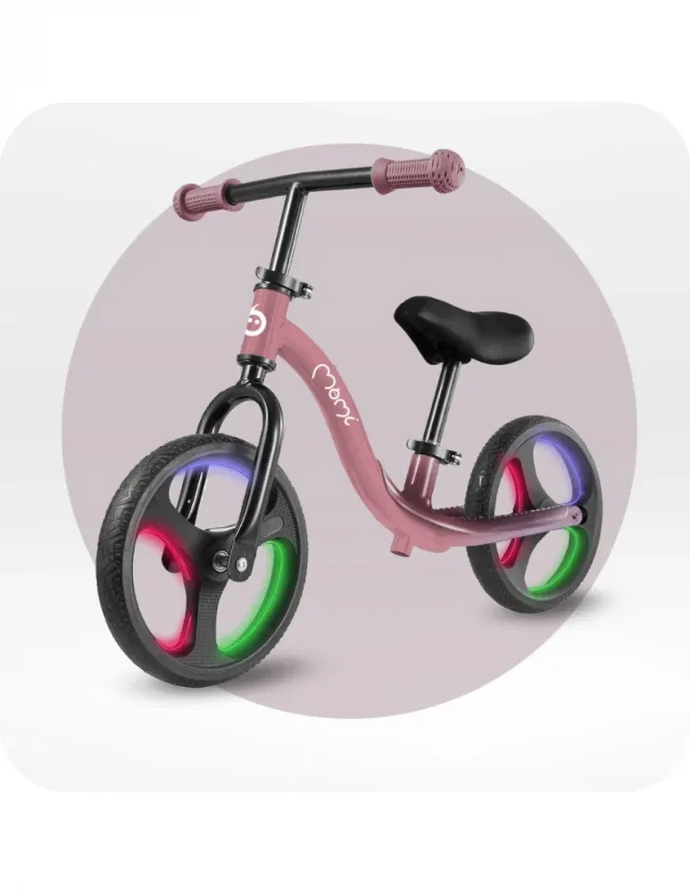 Bicicleta fara pedale cu roti led, pentru copii, 2 ani+, Momi Isoka - Roz [4]