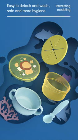 Bol 2 in 1 pentru snackuri si lingurita, blue, U-Grow [5]