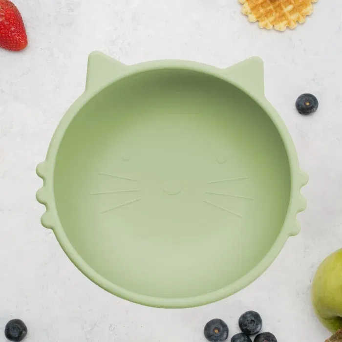 Termosuri, recipiente mâncare pentru copii - Bol din silicon, AppeKids, Kitty I - Verde