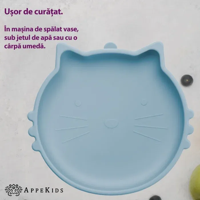 Bol din silicon, AppeKids, Kitty II - Albastru [2]