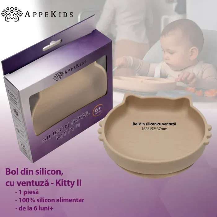 Bol din silicon, AppeKids, Kitty II - Bej [3]