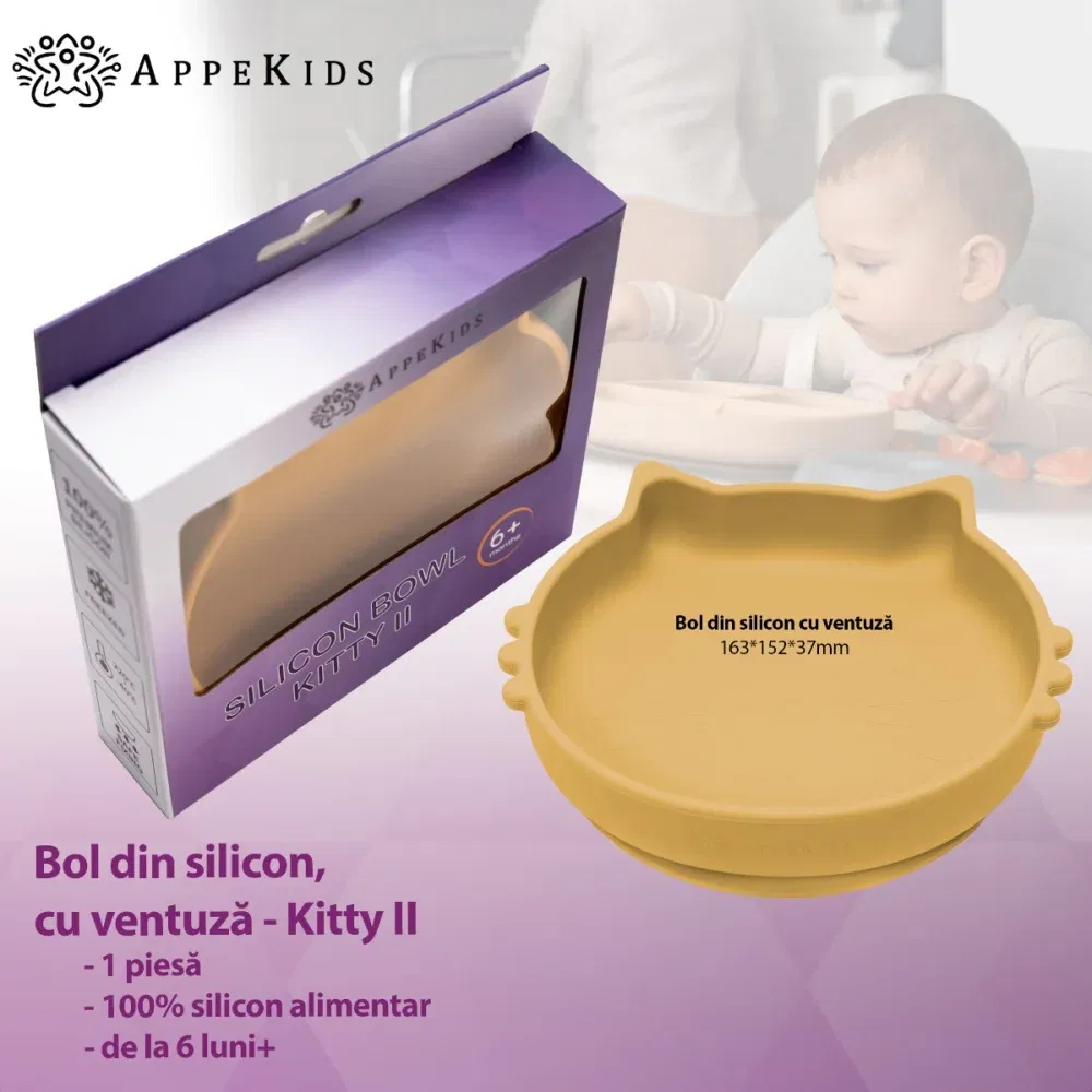 Bol din silicon, AppeKids, Kitty II - Galben [3]