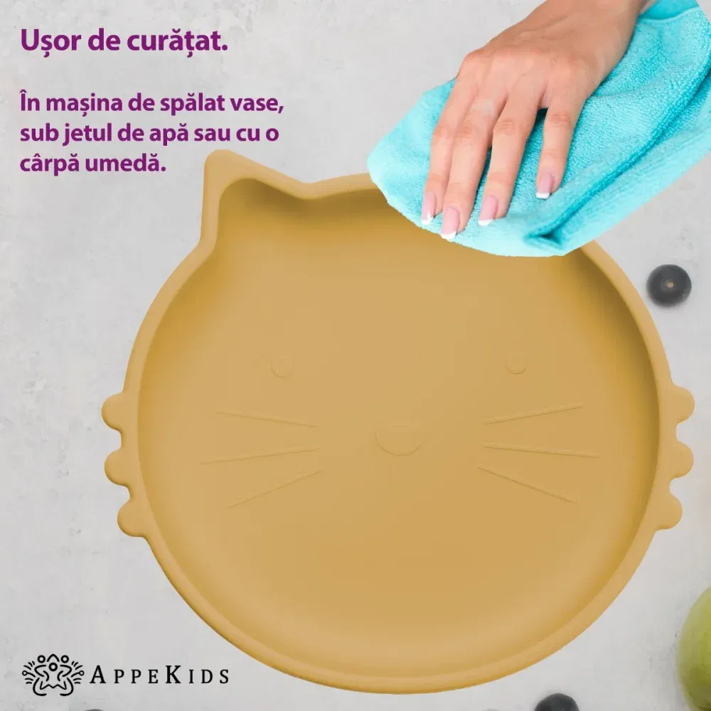 Bol din silicon, AppeKids, Kitty II - Galben [2]
