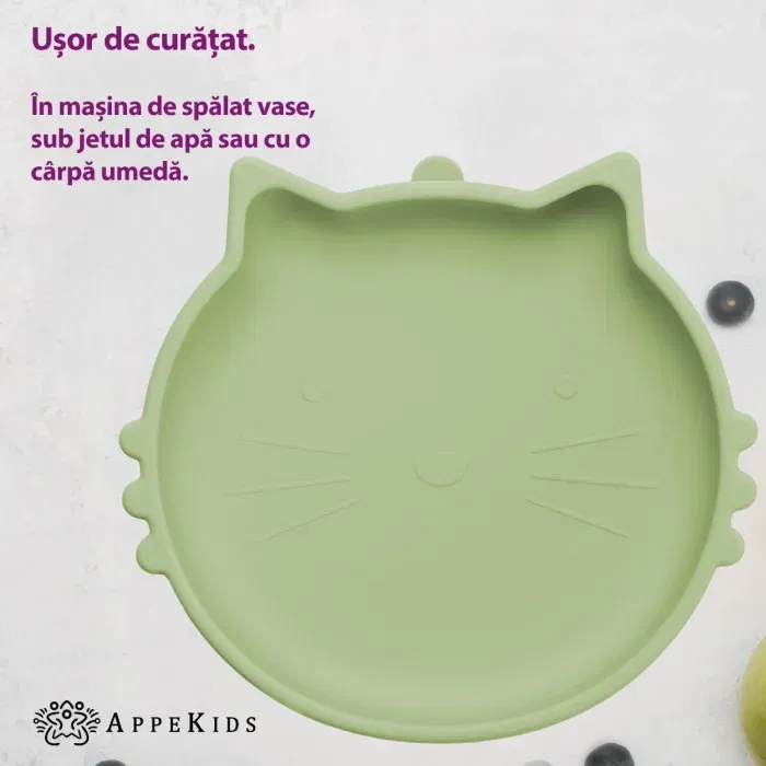 Bol din silicon, AppeKids, Kitty II - Verde [3]