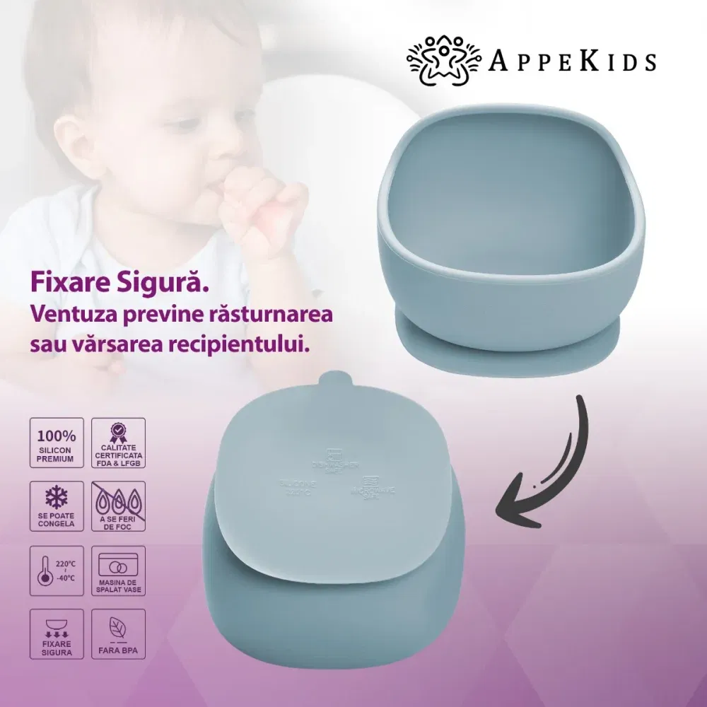 Bol din silicon cu ventuza, AppeKids, Classic - Albastru [5]