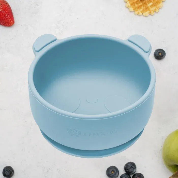 Termosuri, recipiente mâncare pentru copii - Bol din silicon cu ventuza, AppeKids, The Little Bear - Albastru