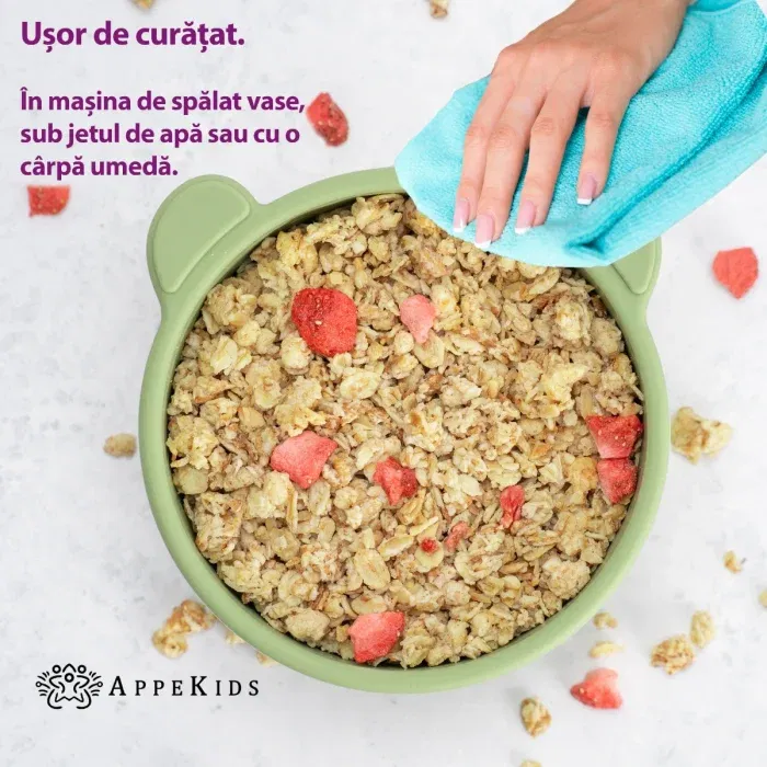 Bol din silicon cu ventuza, AppeKids, The Little Bear - Verde [4]