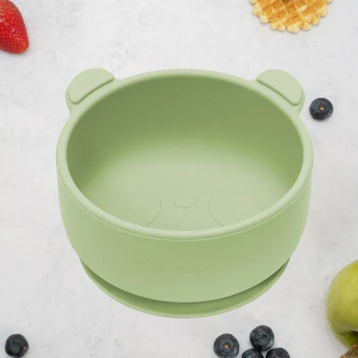 Termosuri, recipiente mâncare pentru copii - Bol din silicon cu ventuza, AppeKids, The Little Bear - Verde