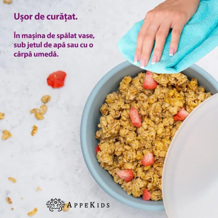 Bol din silicon cu ventuza si capac, AppeKids - Albastru [3]