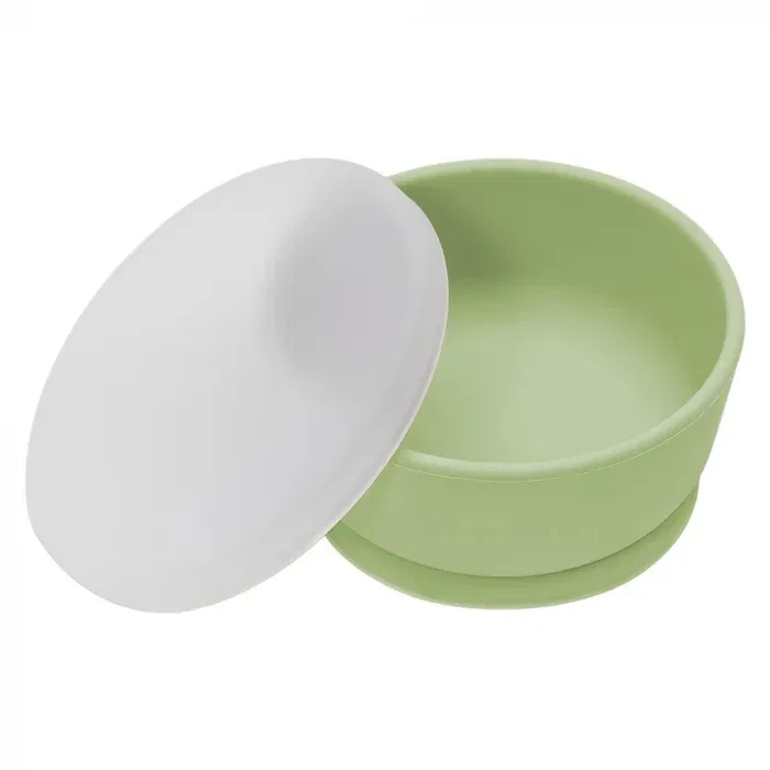 Termosuri, recipiente mâncare pentru copii - Bol din silicon cu ventuza si capac, AppeKids - Verde