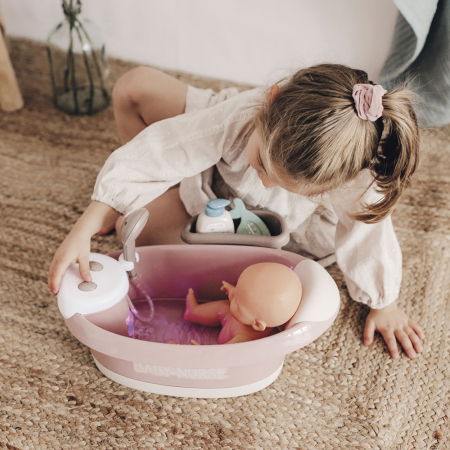 Cadita pentru papusa Smoby Baby Nurse Baleno Bath roz cu accesorii [2]