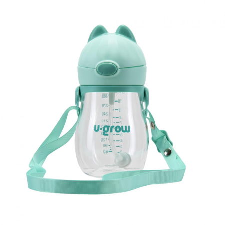 Suzete bebe - Cana cu pai si curea, tritan 330 ml,  U-Grow