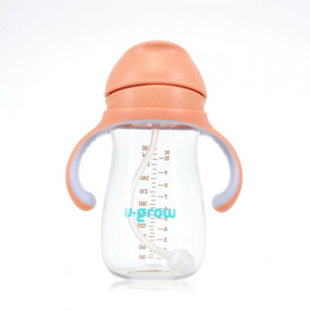 Cana cu pai tritan, orange, 300ml, U-Grow [1]