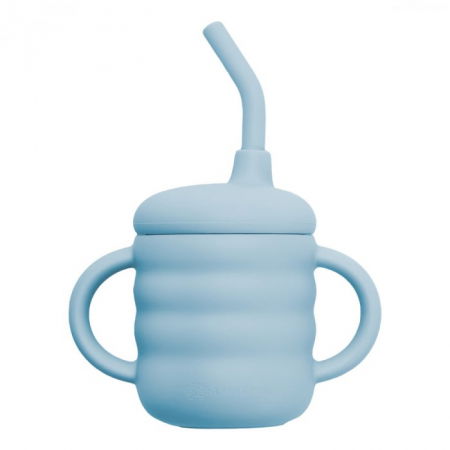 Cana din silicon cu pai, AppeKids - Albastru [5]