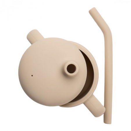Cana din silicon cu pai, AppeKids - Bej [4]